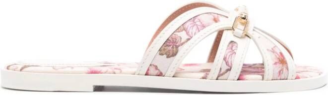 ZIMMERMANN Prisma floral-print flat sandals White