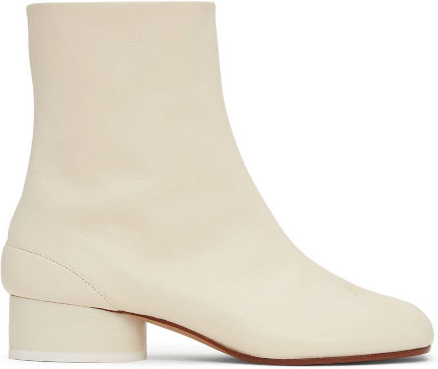 Maison Margiela Off-White Low Heel Tabi Boots