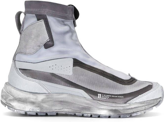 11 By Boris Bidjan Saberi panelled hi-top sneakers Grey