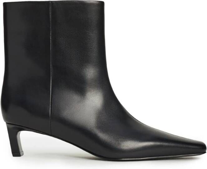 12 STOREEZ 40mm square-toe leather ankle boots Black