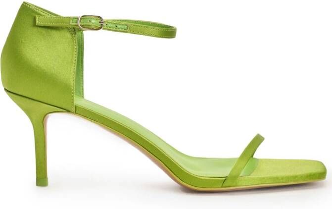 12 STOREEZ 70mm square-toe satin sandals Green