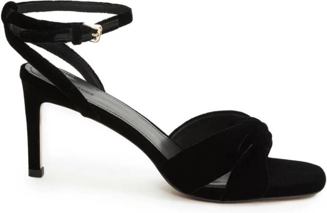 12 STOREEZ 75mm square-toe velvet sandals Black
