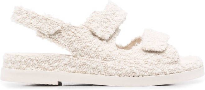 12 STOREEZ bouclé textured-finished strap sandals Neutrals