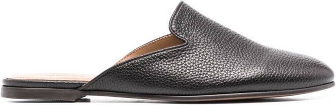 12 STOREEZ curved cut-out slip-on mules Black