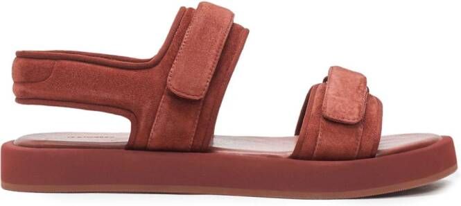 12 STOREEZ double-strap suede sandals Red
