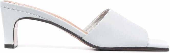12 STOREEZ leather open toe 55mm mules Blue