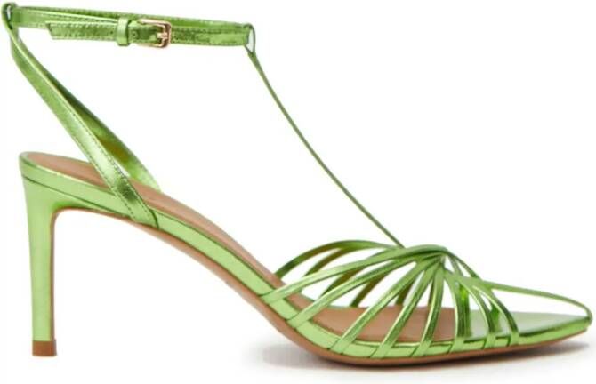 12 STOREEZ multi-strap 70mm metallic sandals Green