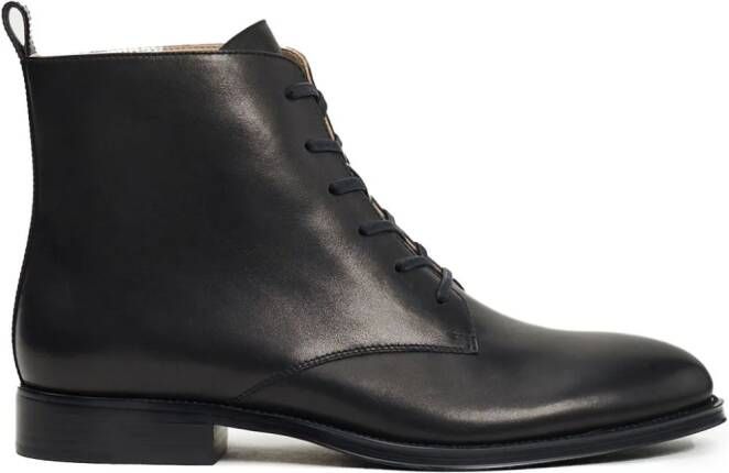 12 STOREEZ panelled lace-up leather ankle boots Black