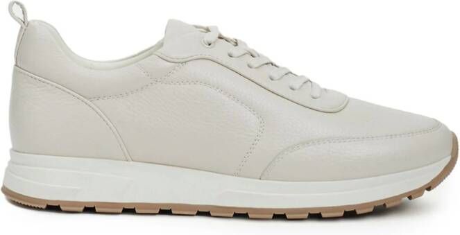 12 STOREEZ panelled leather low-top sneakers Neutrals