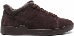 12 STOREEZ shearling-lined lace-up trainers Brown