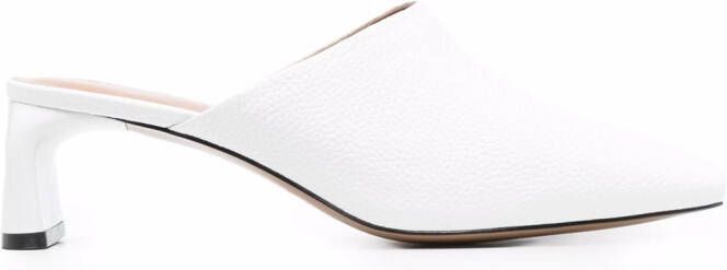 12 STOREEZ square toe leather mules White