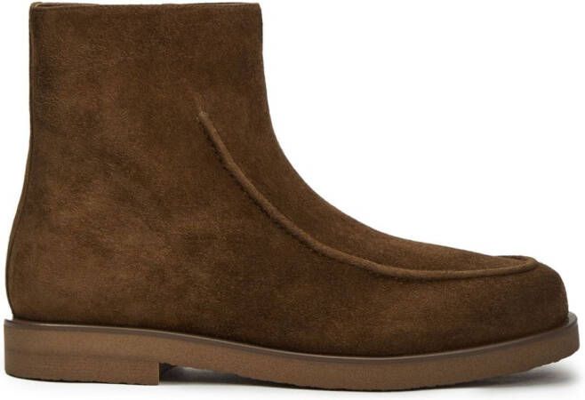 12 STOREEZ suede leather ankle boots Brown