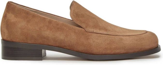 12 STOREEZ tonal-stitching panelled suede loafers Brown