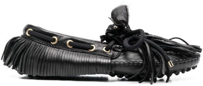 13 09 SR fringed-leather loafers Black