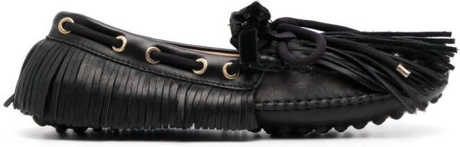 13 09 SR Puli fringe-detail leather loafers Black