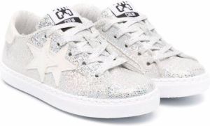 2 Star Kids star patch low-top sneakers Silver