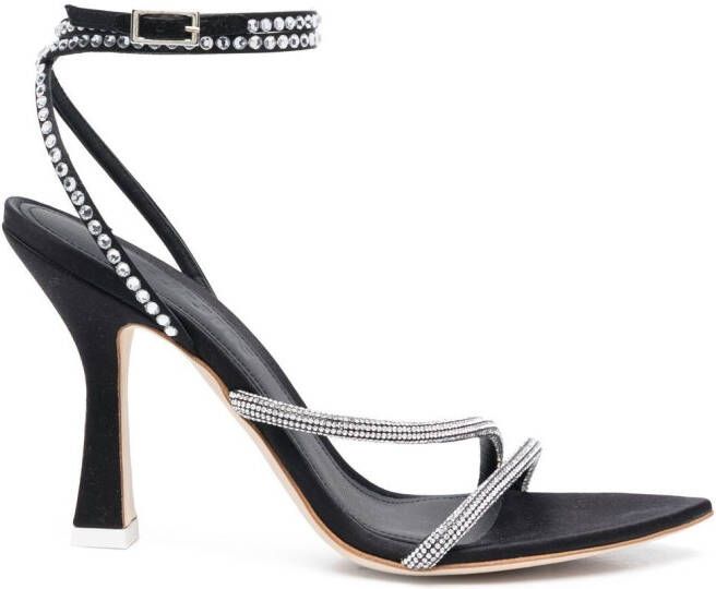 3juin 100mm crystal-embellished strap sandals Black