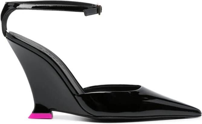 3juin 110mm patent wedge-heel pumps Black