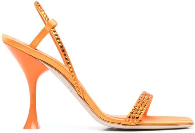 3juin crystal-embellished leather sandals Orange