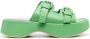 3juin double-buckle leather sandals Green - Thumbnail 1