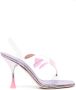 3juin feather-detail 100mm square-toe sandals Pink - Thumbnail 1