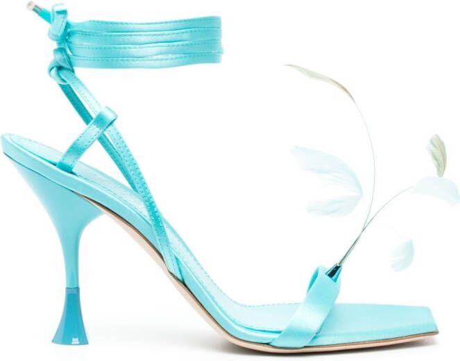 3juin Kimi 100mm feather-embellished sandals Blue
