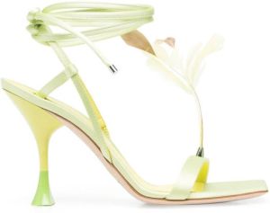 3juin Kimi 105mm feather-detail sandals Green