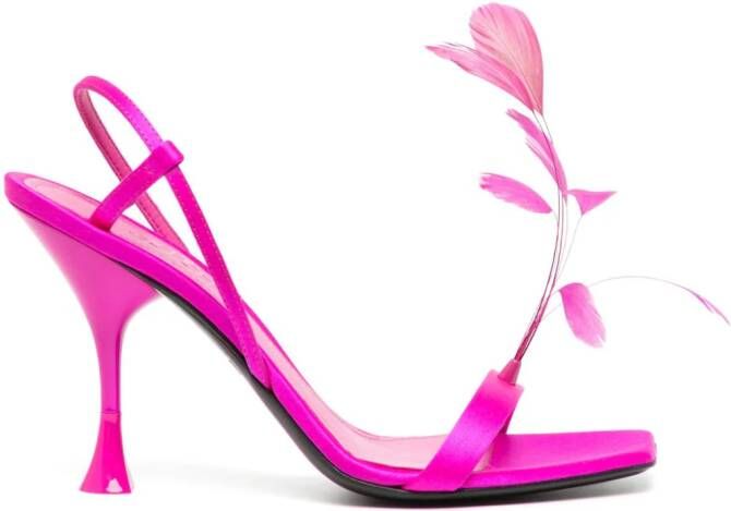 3juin Kimi 90mm feather-detail sandals Pink