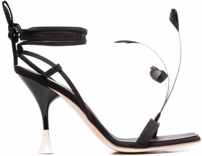 3juin Kimi 95mm feather-detail sandals Black
