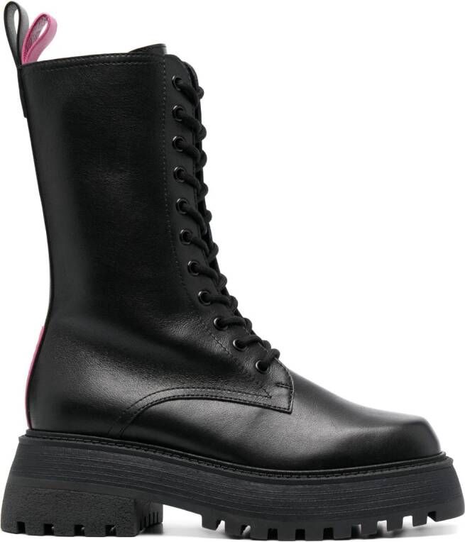 3juin lace-up leather boots Black