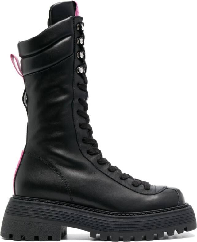 3juin logo-patch leather boots Black