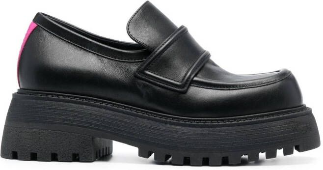 3juin penny-slot leather loafers Black