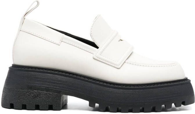 3juin platform 40mm leather loafers White