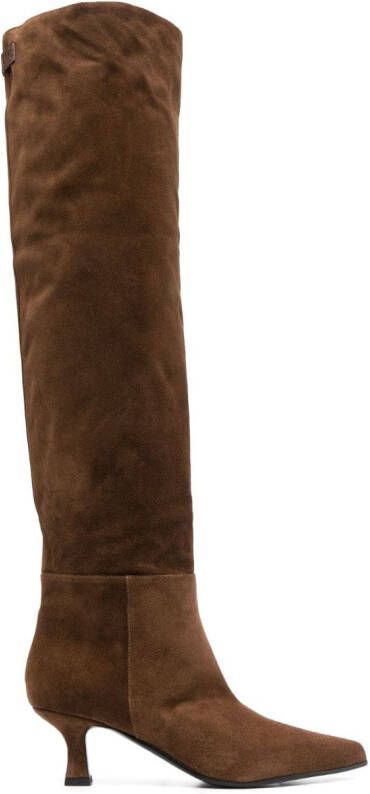 3juin pointed-toe 70mm leather boots Brown