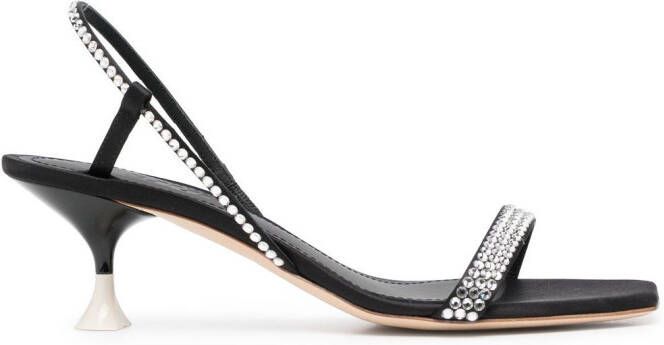 3juin rhinestone embellished slingback sandals Black