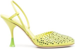 3juin rhinestones-embellishment high heels Green