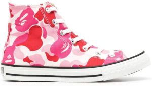 A BATHING APE camouflage-print high-top sneakers Pink