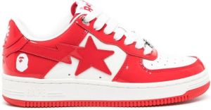 A BATHING APE leather low-top sneakers Red