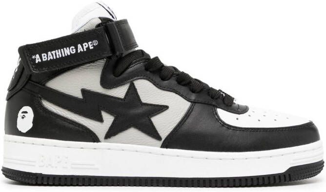 A BATHING APE logo-patch leather sneakers Black