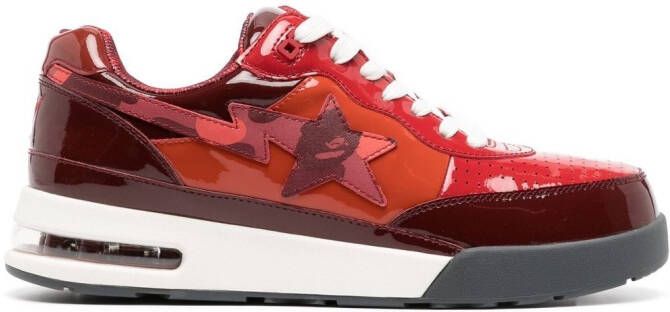 A BATHING APE patent-leather low-top sneakers Red