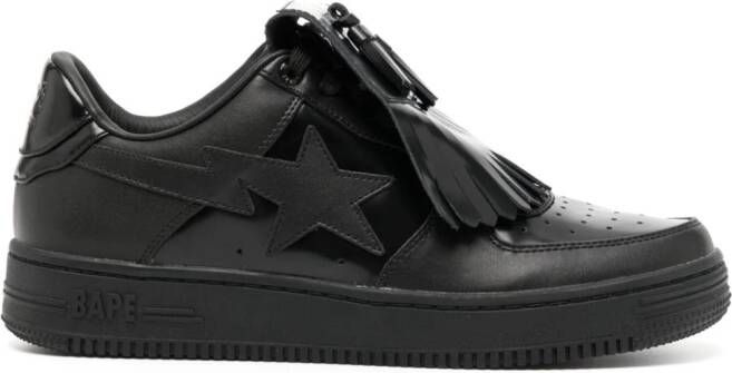 A BATHING APE quilt tassel leather sneakers Black