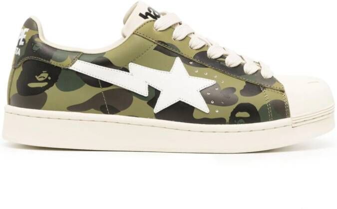 A BATHING APE Skull STA 1st leather sneakers Green
