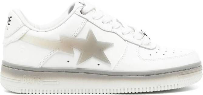 A BATHING APE STA #5 lace-up leather sneakers White