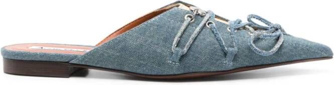 Acne Studios lace-up denim slippers Blue