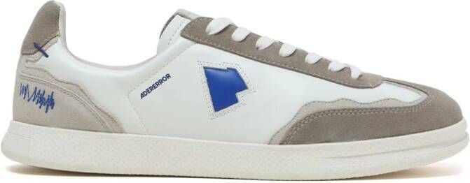 Ader Error logo-embroidered panelled leather sneakers White