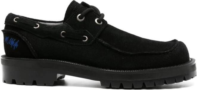 Ader Error square-toe leather boat shoes Black