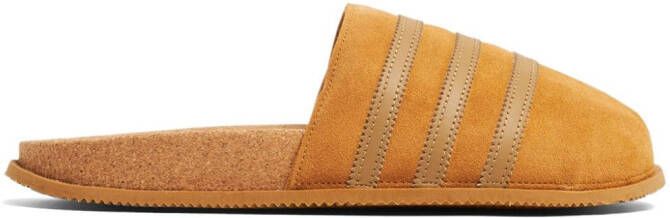 adidas 3-Stripe suede slippers Brown