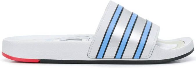 adidas Adilette stripe sliders Silver