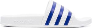 Adidas Adilette striped flat slides White