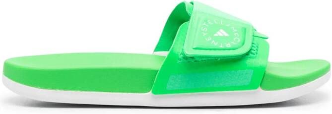 Adidas by Stella McCartney logo-print flat slides Green